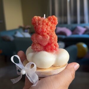 Handcrafted Pink Bear candle